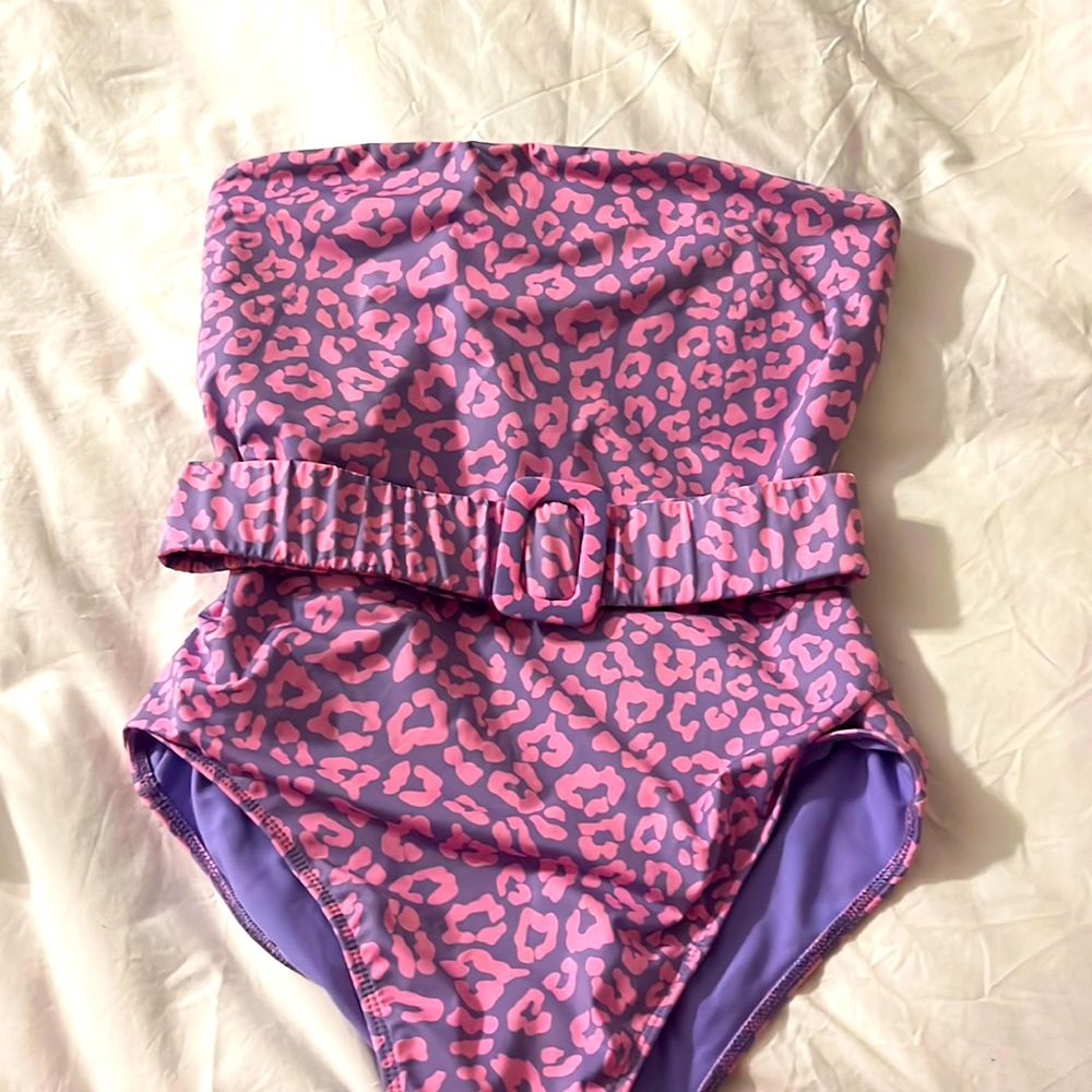 Beach riot  one piece pink purple leopard size large